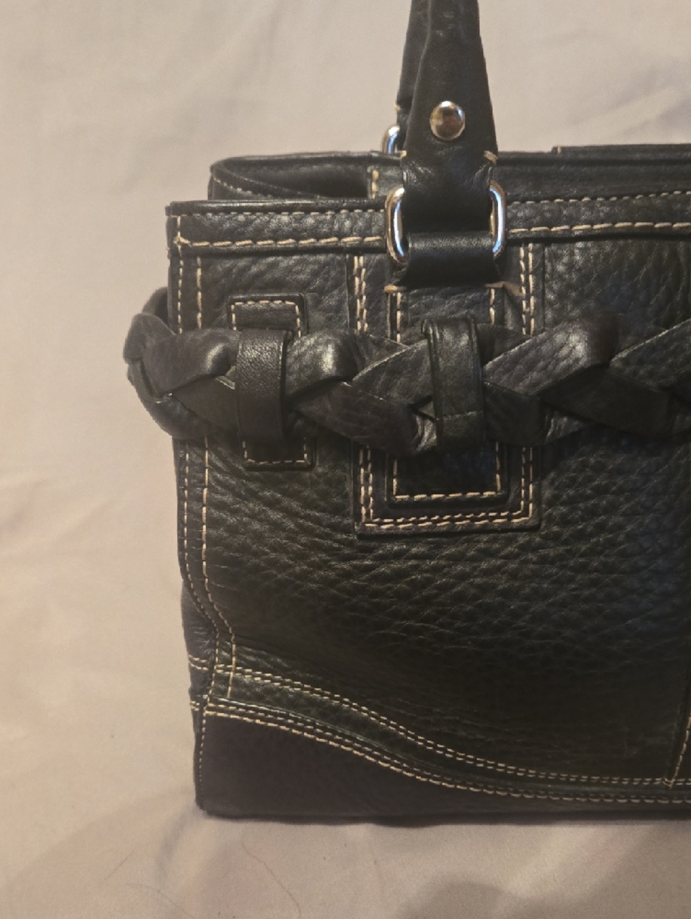 Black Pebble Leather Coach Purse The Hampton Satchel - Picture 8 of 15